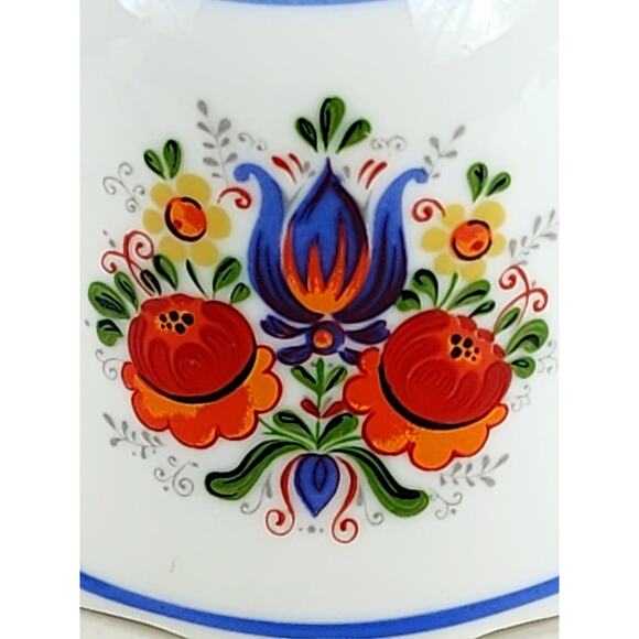 Reutter Bell White Porcelain 5 1/2" Blue Trim Orange Floral Design 20s Germany - Picture 3 of 12